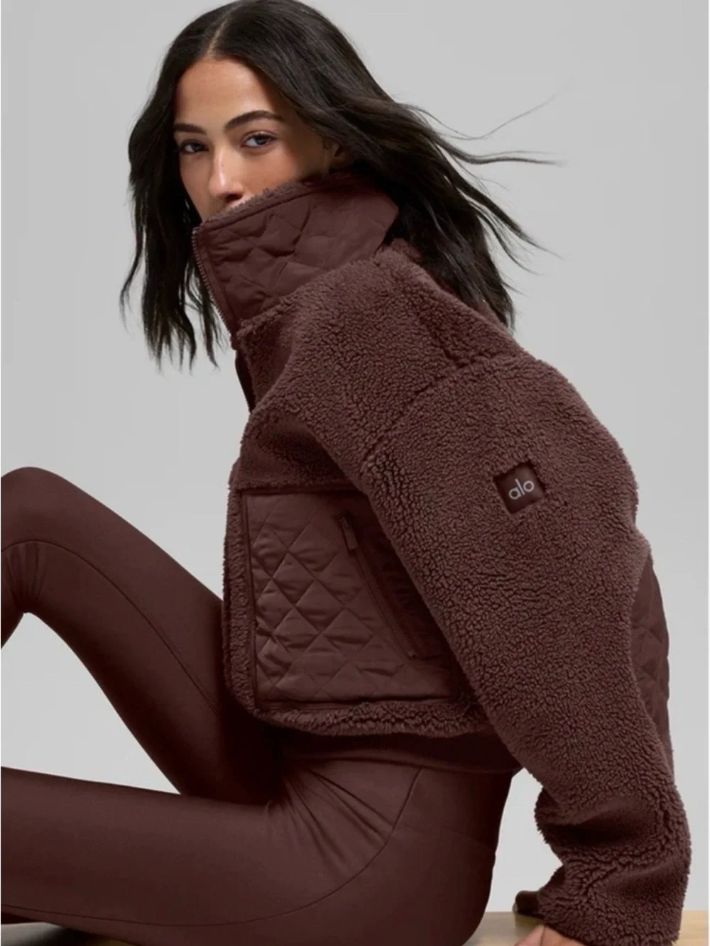Alo Sherpa Edge Bomber Jacket in Brownstone